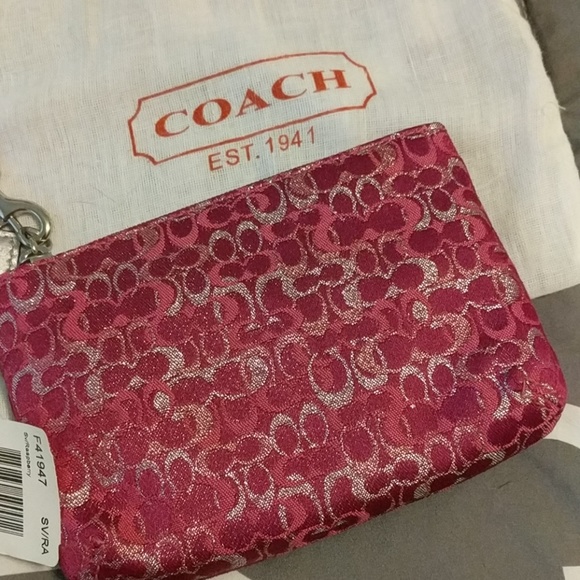 NWT SILVER AND RASPBERRY COACH WRISTLET - Picture 6 of 8